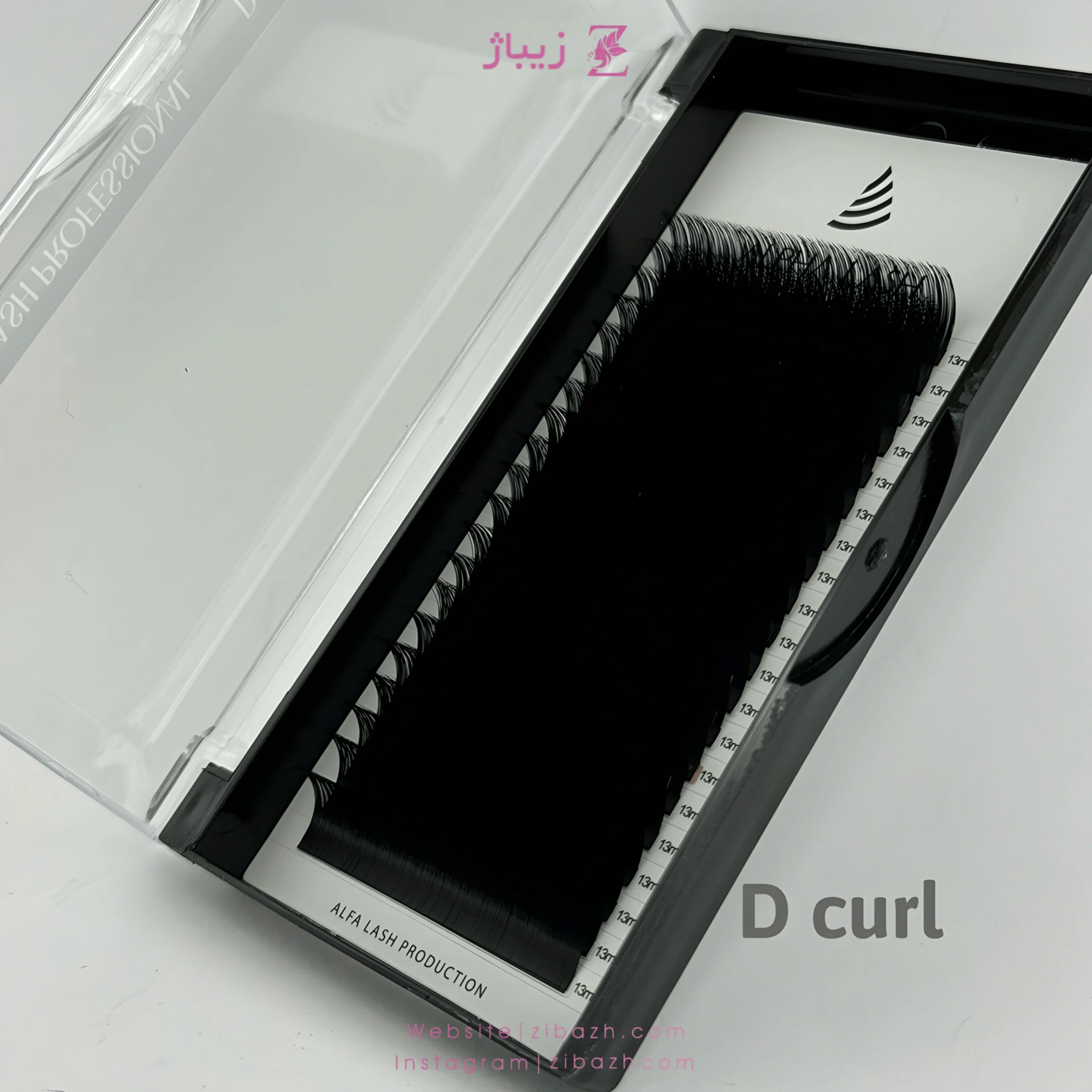 پالت مژه ALPHA LASH مدل D غیر فست فن ضخامت 0.7 – 20 لاین میکس سایز