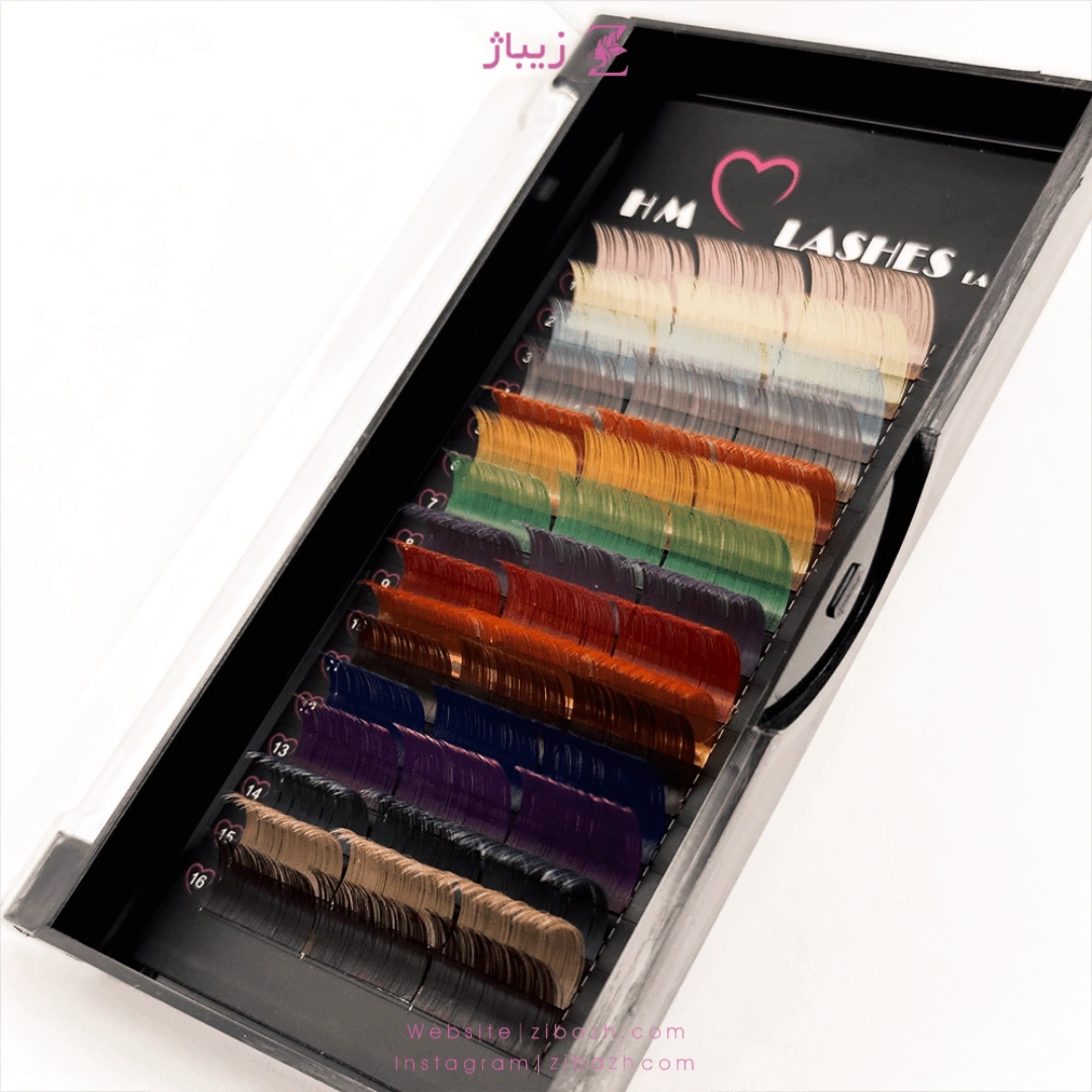 پالت مژه HM مدل D میکس رنگی غیر فست فن ضخامت 0.7 – 16 لاین