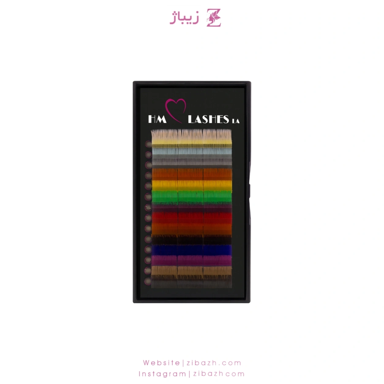 پالت مژه HM مدل D میکس رنگی غیر فست فن ضخامت 0.7 – 16 لاین