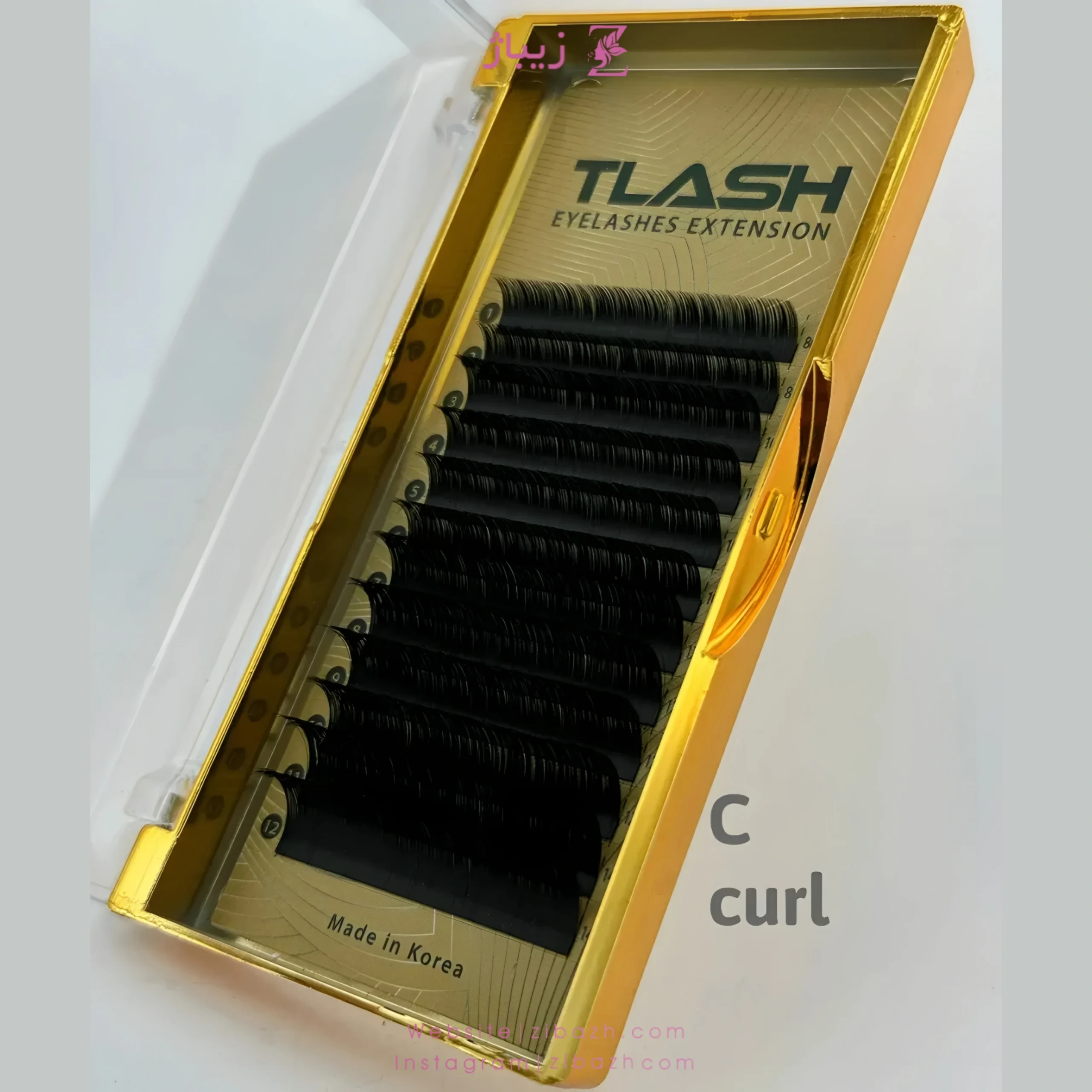 پالت مژه TLASH مدل C غیر فست فن ضخامت 0.7 – 20 لاین میکس سایز