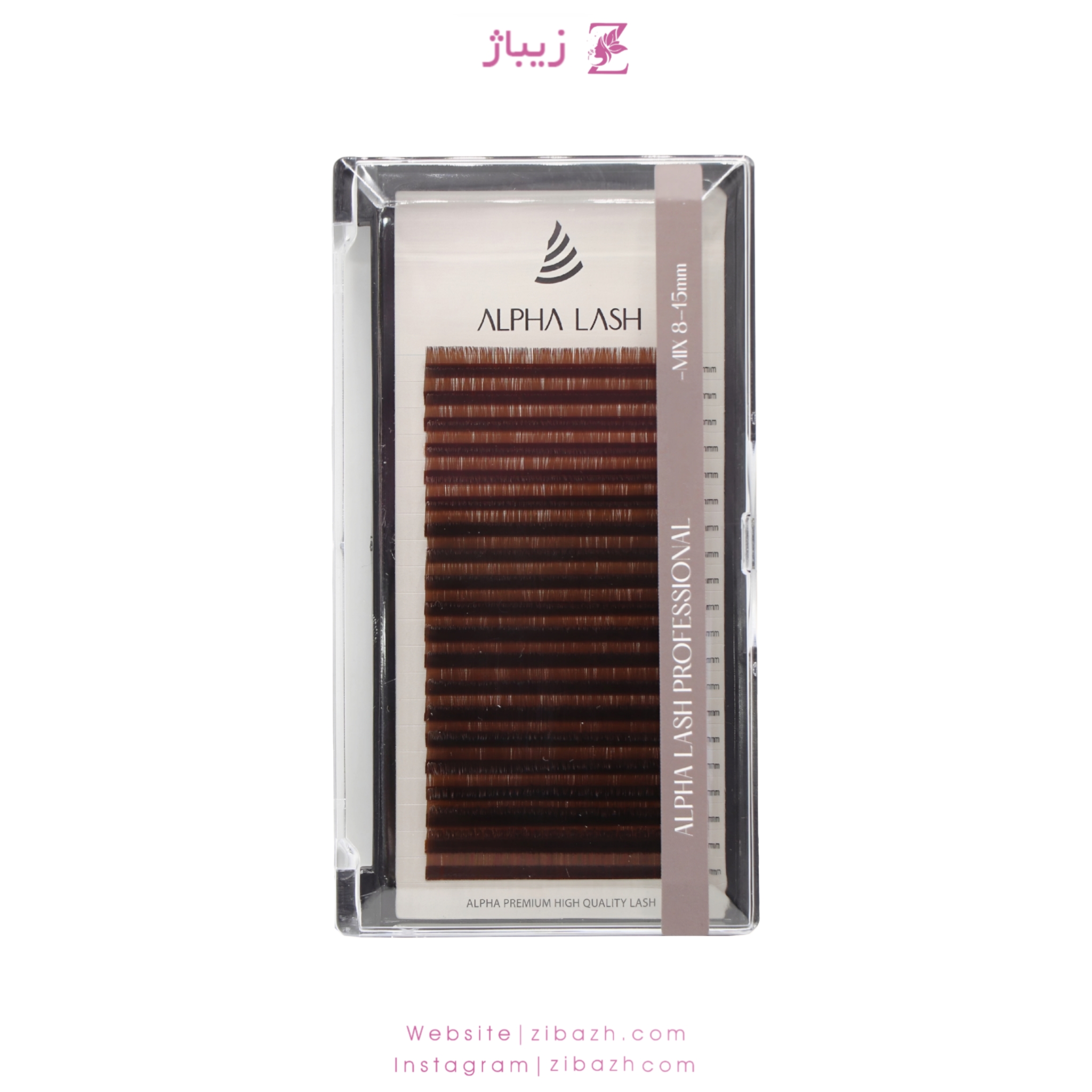 پالت مژه ALPHA مدل D غیر فست فن ضخامت 0.7 - 20 لاین رنگی قهوه ای میکس سایز