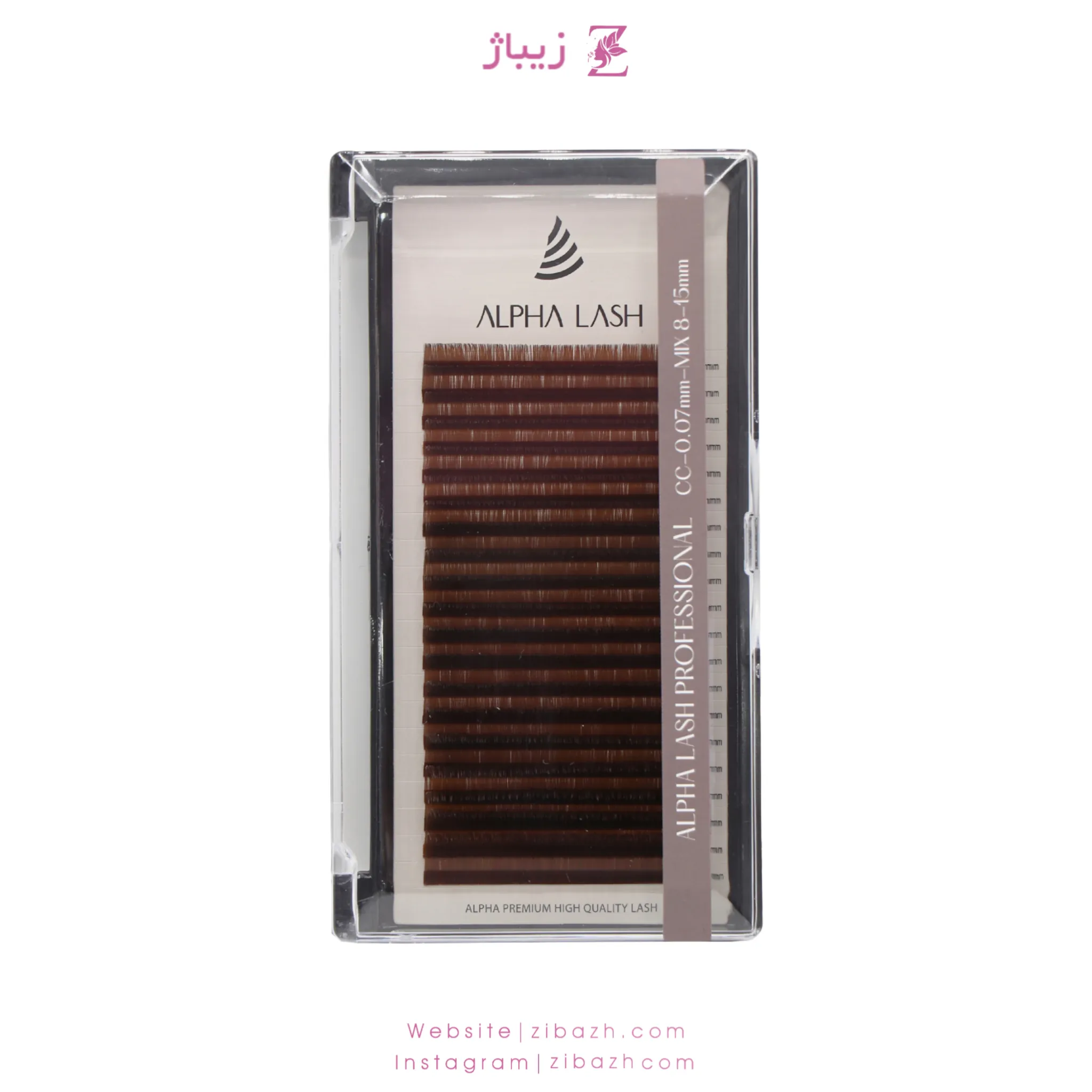 پالت مژه ALPHA مدل CC غیر فست فن ضخامت 0.7 – 20 لاین رنگی قهوه ای میکس سایز