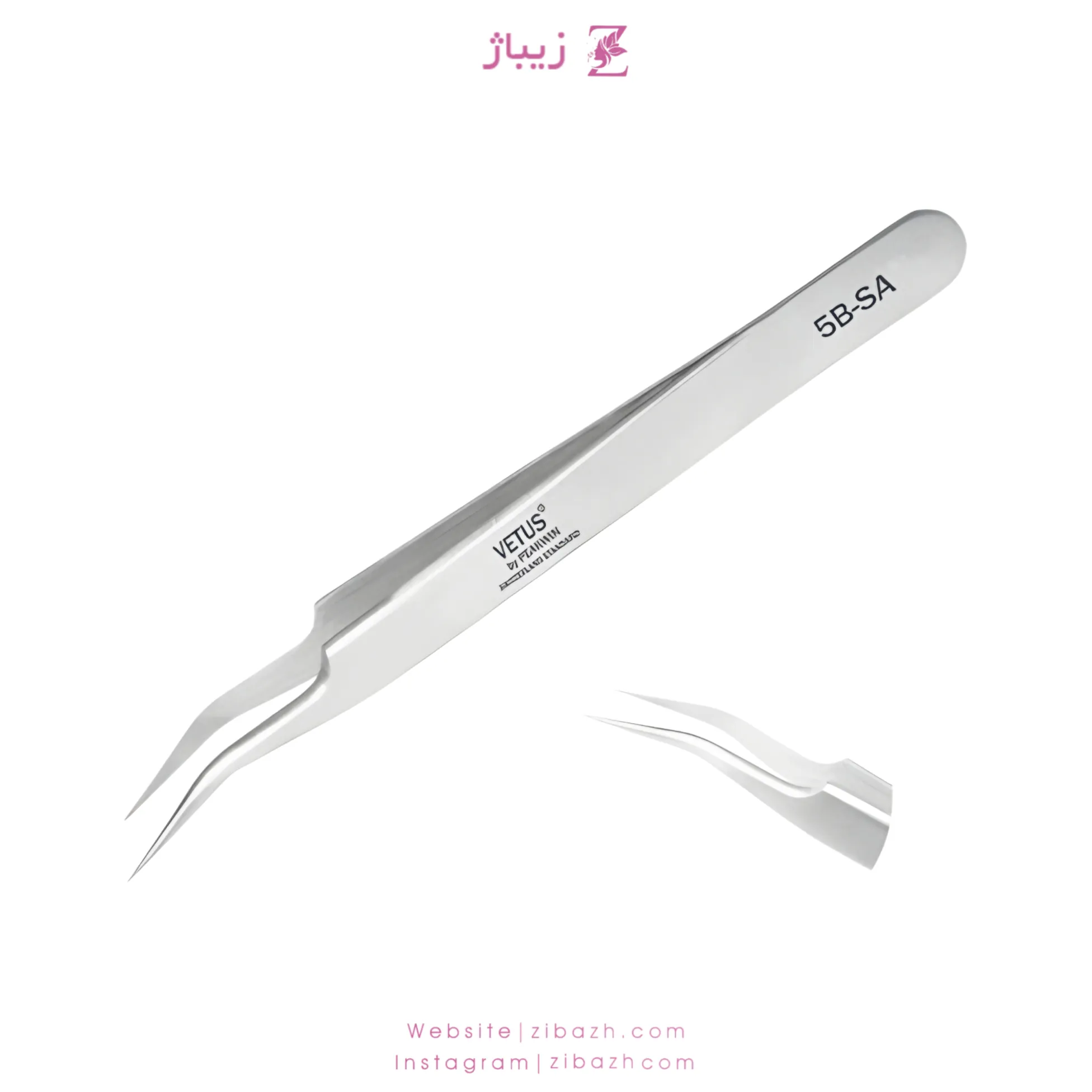 پنس اکستنشن مژه ایزوله غیر دست ساز وتوس مدل 5B-SA سرکج 65 درجه